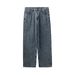 Men's Distressed Loose-Fit Jeans – High Street Washed Denim, Straight Leg & Comfort Stretch, Vintage Blue & Black, S-XXL_mkmklike.com