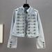 Women's Slimming Stand Collar Long Sleeve Denim Jacket Heavy Industry Motorcycle Short Trendy Top for Spring Autumn Winter_mkmklike.com