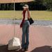In-stock American Retro Style Low-waist Flared Jeans Women, Slim-fit, Stretchy, Suitable Autumn And Winter, Available_mkmklike.com
