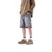 Men's Clothing Workwear Denim Shorts Men's High Street Fashion Straight Leg Fall Feeling Large Pocket Wide Leg Retro Cropped Trousers_mkmklike.com