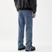 Double Zipper Side Stripe Split Jeans Men's Design Trendy Brand Washed High Street Straight Pants Long Trousers_mkmklike.com