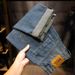 Men's Wide Leg Jeans Loose Straight Patchwork Trendy Non-Stretch Long Pants_mkmklike.com