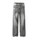 Washed Gradient Denim Straight-Leg Men's Street Fashion Punk Distressed Loose Casual Wide-Leg Dad Pants_mkmklike.com