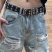 Men's High Street Hip Hop Washed Denim Jeans Cross Border Style Ripped Knees Casual Loose Straight Leg Trousers_mkmklike.com