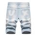 Summer Thin Denim For Men, Distressed Mid-Length Korean Style Trendy Loose Straight Printed Men's Five-Point Shorts_mkmklike.com