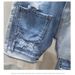 Men's Light Blue Distressed Denim Shorts Mid-Rise Straight-Leg Cutoff Patch Details Casual Summer Style Sizes 28-36_mkmklike.com
