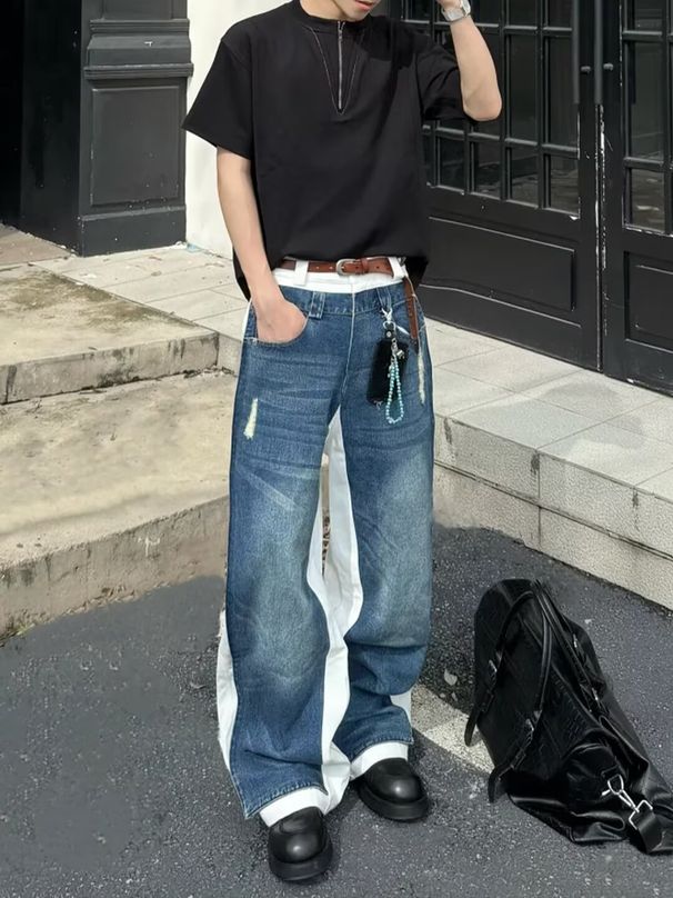 Men's Straight Fit Jeans – Classic Washed Cotton Denim For Casual Wear (S-XXXL) | Summer-Ready Breathable Fabric_mkmklike.com