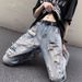 European And Fashion Brand Pants, Washed Ripped Flared Jeans Men, Hip-hop Amican High Street Distressed Pants For_mkmklike.com