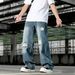 Men's Rhinestone Ripped Jeans Loose Straight Leg Retro Washed High Street Style Denim Pants New Spring_mkmklike.com