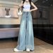 Plus-size Wide-leg Jeans For Women, Summer Thin Style, Sourced From Guangzhou, High-waisted, Slimming, Drapey, Loose,_mkmklike.com