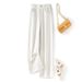 Women's High-Waisted Straight Leg Denim Jeans Style Pure Cotton White Loose Fitting Frayed Hem Trousers_mkmklike.com
