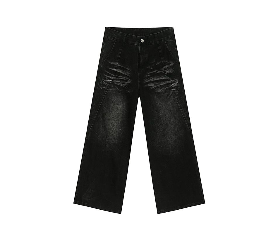 EF JEANS | 2025 Spring New American Street Retro Trend Washed Cat Sleeve Wide Leg Drop Denim_mkmklike.com