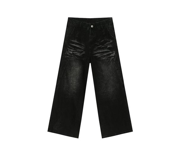 EF JEANS | 2025 Spring New American Street Retro Trend Washed Cat Sleeve Wide Leg Drop Denim_mkmklike.com