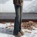 Cement Gray Raw Edge Flared Jeans For Women, New Summer Style, Plus Size, High-waisted, Slimming, Hip-covering, Stretchy_mkmklike.com