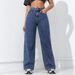 American Style Wide-Leg For Women 2025 Spring New Washed Loose Slimming Straight-Leg Floor-Length Jeans_mkmklike.com