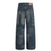 Unisex Retro Denim King Whiskered Texture Design Loose Straight Leg Jeans High Street Style Men's Clothing_mkmklike.com