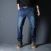 Spring And Autumn Anti-theft Pocket Jeans Men's Loose Elastic High Waist Straight Pants Fattened Plus Size Business Jeans_mkmklike.com