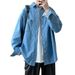 2025 Spring And Autumn Minimalist Denim Men's Long Sleeve Korean Edition Trendy Casual Shirt Loose Personalized Couple_mkmklike.com