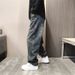 Men's Vintage Washed Relaxed-Fit Jeans – Distressed Denim Pants With Gradient Color & Rope Closure For Casual Streetwear_mkmklike.com