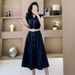 2025 Spring/Summer New Sleeveless Denim Long Dress, French Belt, Waist Collection, Shirt, Middle Skirt_mkmklike.com