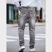 Men's Casual Embroidered Straight-Leg Jeans - High Elasticity, Lightweight & Breathable For All Seasons_mkmklike.com