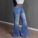 Women's Clothing Stretch Flared Jeans With Distressed Details - Comfortable & Stylish Denim Pants For Casual & Office Wear_mkmklike.com