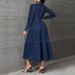 K Simple And Elegant Cardigan Long-sleeved Long Denim Dress_mkmklike.com