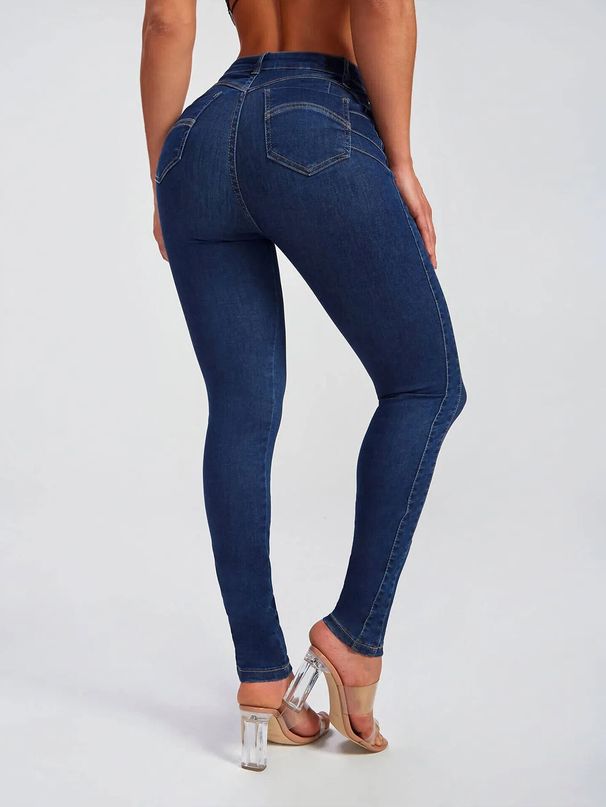 Women's High Waist Stretch Skinny Jeans - Comfortable Slim Fit Denim Pants For Casual & Street Style (Light Blue, Dark Blue)_mkmklike.com