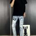 American-style Dirty Graffiti Old Retro Jeans Men's Design Sense Loose And Versatile Straight Wide-leg Trousers_mkmklike.com