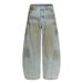 Waste Soil Washed Vintage Dirty Denim Scimitar Pants Men's Street Fashion Punk Niche Design Sense Oversized Wide-Leg_mkmklike.com