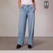 Women's Stretchy Relaxed Fit Wide Leg Jeans - Soft Organic Cotton Denim Pants With Mid-Rise Waist (Dark Blue, Light Blue, Black)_mkmklike.com