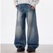 Vintage Washed Lightning Distressed Deconstructed Wide-Leg Jeans For Men & Women - Relaxed Fit High Street Banana Pants With Unique Cut_mkmklike.com
