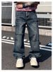 Men's Clothing Casual Washed Distressed Multi Pocket Autumn Long Pants Men's Loose Straight Leg Heavyweight Functional Jeans_mkmklike.com