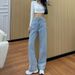 Women's High-Waisted Straight-Leg Jeans - Stretch-Free Cotton Wide-Leg Trousers For Spring & Fall (Black Grey/Blue/White, S-2XL)_mkmklike.com