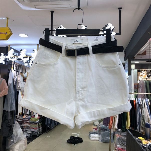 Grey Denim High-Waisted Wide-Leg Fashion Shorts Korean Style Slimming A-Line Hot Pants Summer 2026 New Loose Fit_mkmklike.com