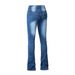 K Women's Jeans, Slim-fit Stretch Flare Pants, Solid-colored Denim Pants_mkmklike.com