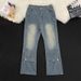 Men's Retro Deconstructed Jeans – Gradient Patchwork Straight-Leg To Flare Denim Pants (S-3XL, Distressed Black/Blue)_mkmklike.com