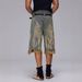 Men's Clothing Summer Fashion Brand Brushed Yellow Mud Dye Washed Old Denim Shorts Loose Cropped Version Pants Trendy_mkmklike.com