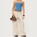 TK173 Women's Low Waisted Wide Leg Jeans Retro Solid Color Distressed Loose Fit Floor Length Pants_mkmklike.com