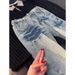 Blue Retro Lightning Bolt Pattern Jeans High Street Vibe Straight Leg Slightly Flared Pants For Men And Women Slanted Cut_mkmklike.com