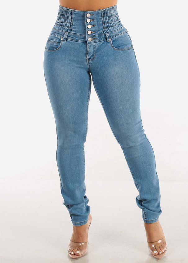 2025 Cross border elastic high waist long jeans for women Spring European and American style slim fit skinny pants for women_mkmklike.com