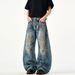 American Style Distressed, Dirty Dyed, Ripped Jeans, High Street Straight Leg Pants, Niche Loose Fitting Men's And_mkmklike.com