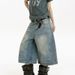 Women's Distressed Denim Capri Pants Loose Fit Versatile Washed American Trendy Summer Style Vibe_mkmklike.com