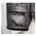 Men's Distressed Denim Shorts Trendy Black And Gray Patchwork Stretch Slim Fit Casual Streetwear 5-Inch Inseam_mkmklike.com