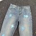 Men's Clothing Pure Replica Blue Flared Jeans Lightning Embroidered High Street Style Slim Fit Straight Leg Trousers_mkmklike.com