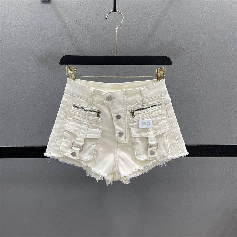 2025 Summer New Design Sense Cargo Denim Shorts For Women Slim Sexy Girl A-line Frayed Ultra Short Hot Pants_mkmklike.com