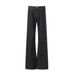 Men's Straight Leg Loose Fit Black Raw Denim Jeans High Street Style Thorn Embroidery Trendy Flared Pants_mkmklike.com