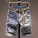 Men's Distressed Denim Shorts Stylish Patchwork Cargo with Multiple Pockets Sizes 28 to 36_mkmklike.com