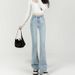High-waisted Flared Jeans For Women, 2023 New Autumn Style, Stretchy, Slimming, Petite-friendly, Micro-flared Long Pants_mkmklike.com