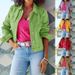 Women's Slim-Fit Denim Jacket – Vibrant Summer Colors, Lightweight & Stylish For Casual & Streetwear Looks_mkmklike.com